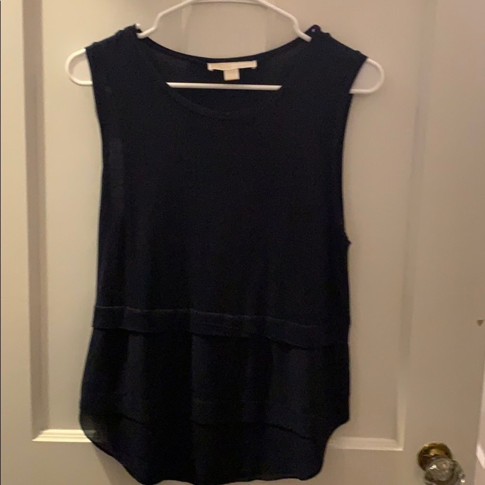 Michael Kors mixed fabric tank in navy